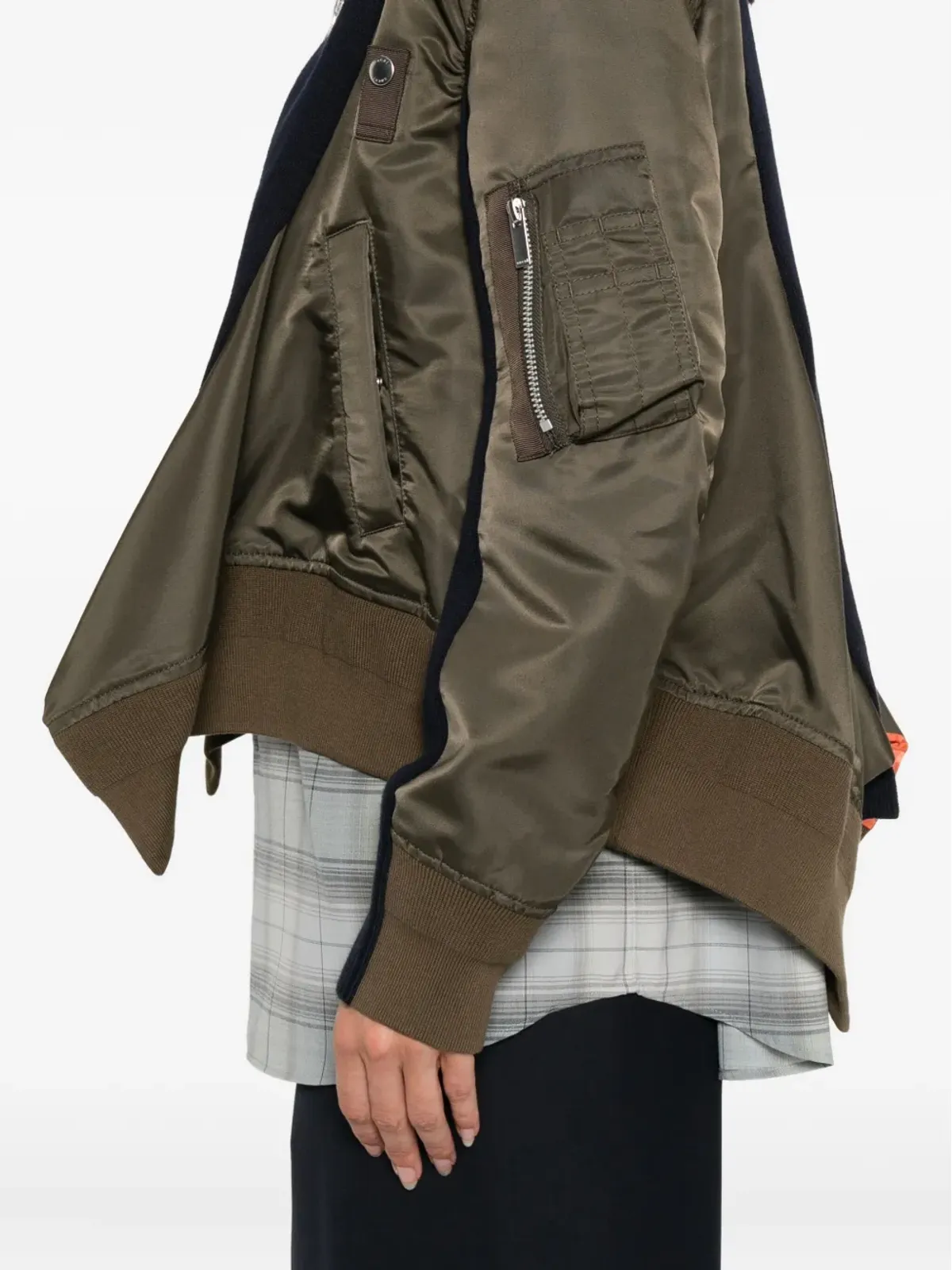 sacai ニットパネル ボンバージャケット - ブラウン - 画像5