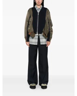 sacai ニットパネル ボンバージャケット - ブラウン - サムネイル2