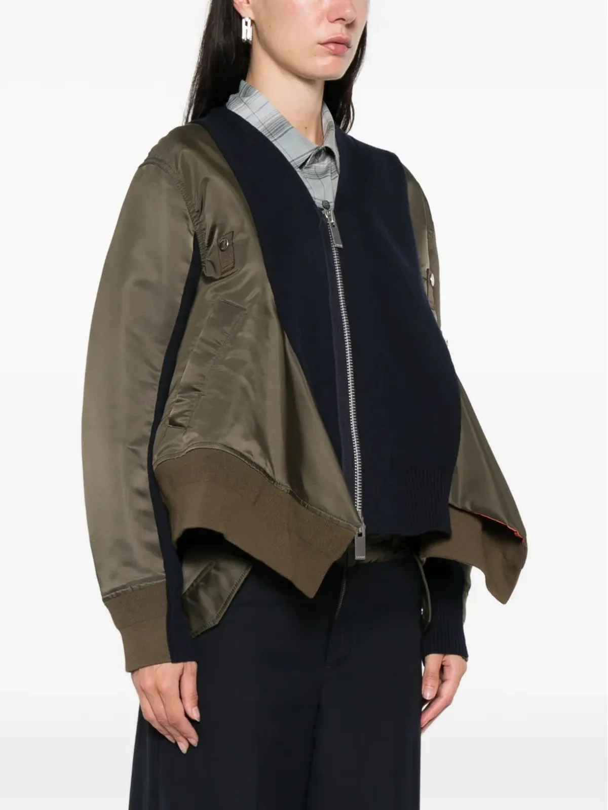 sacai ニットパネル ボンバージャケット - ブラウン - 画像3