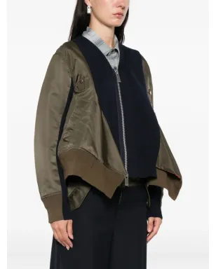 sacai ニットパネル ボンバージャケット - ブラウン - サムネイル3