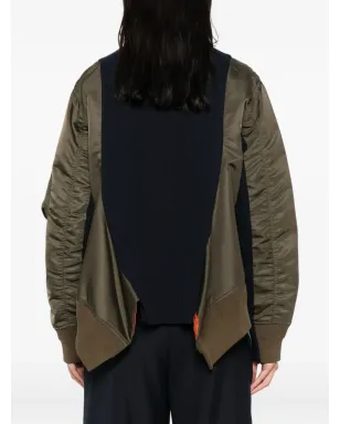 sacai ニットパネル ボンバージャケット - ブラウン - サムネイル4