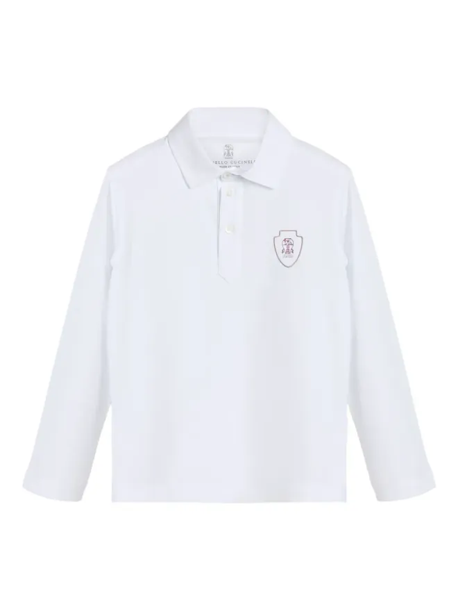 Brunello Cucinelli Kids Brunello Cucinelli Kids ロゴパッチ ポロシャツ - Whiteの商品画像