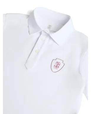 Brunello Cucinelli Kids ロゴパッチ ポロシャツ - White - サムネイル3