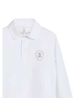 Brunello Cucinelli Kids ロゴパッチ ポロシャツ - White - サムネイル4