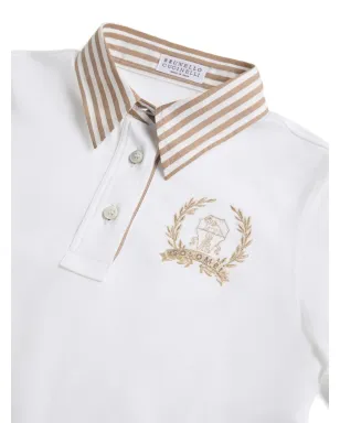 Brunello Cucinelli Kids ジャージーポロシャツ - White - サムネイル3