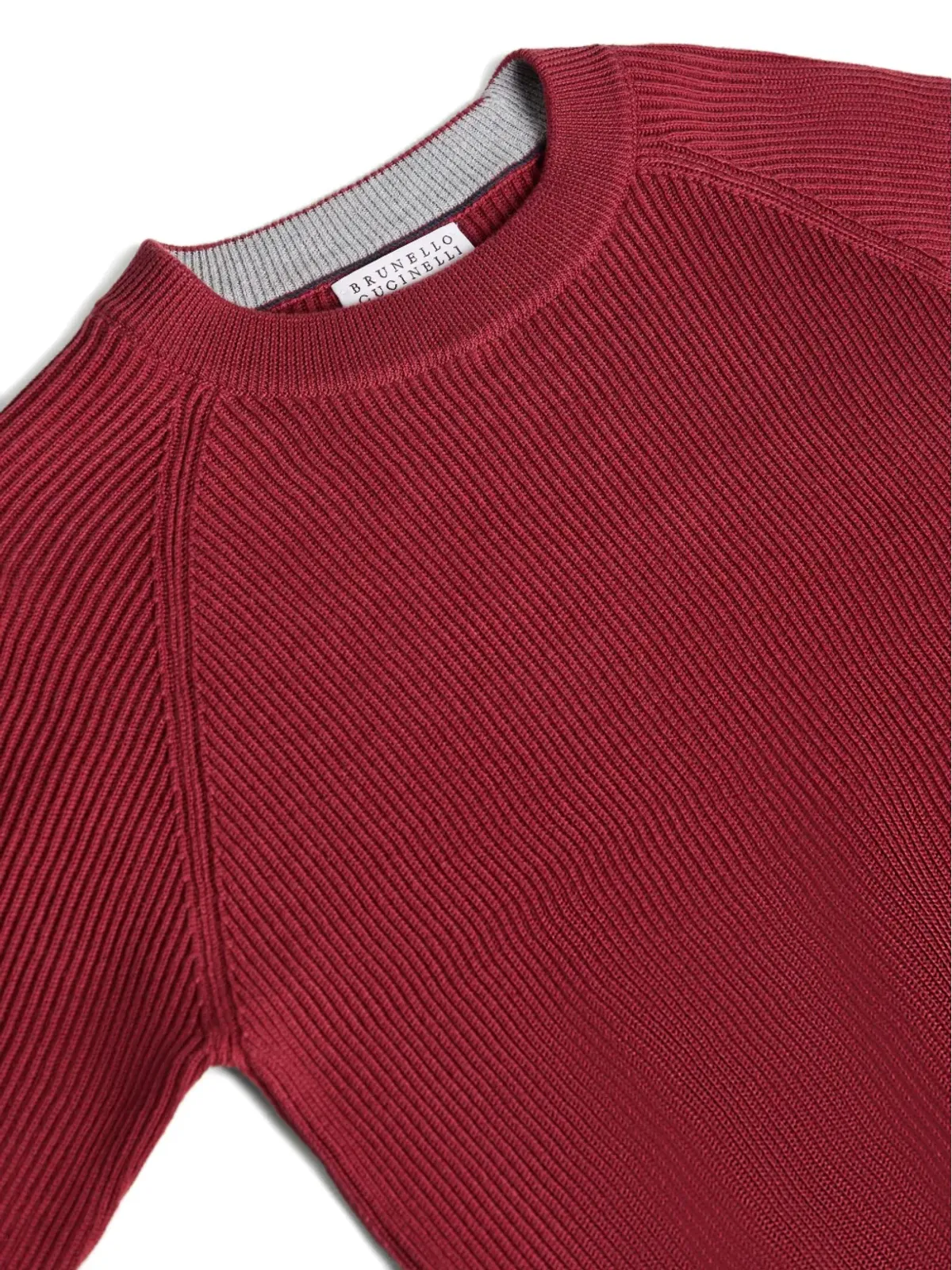 Brunello Cucinelli Kids リブ編みセーター（レッド） - 画像2
