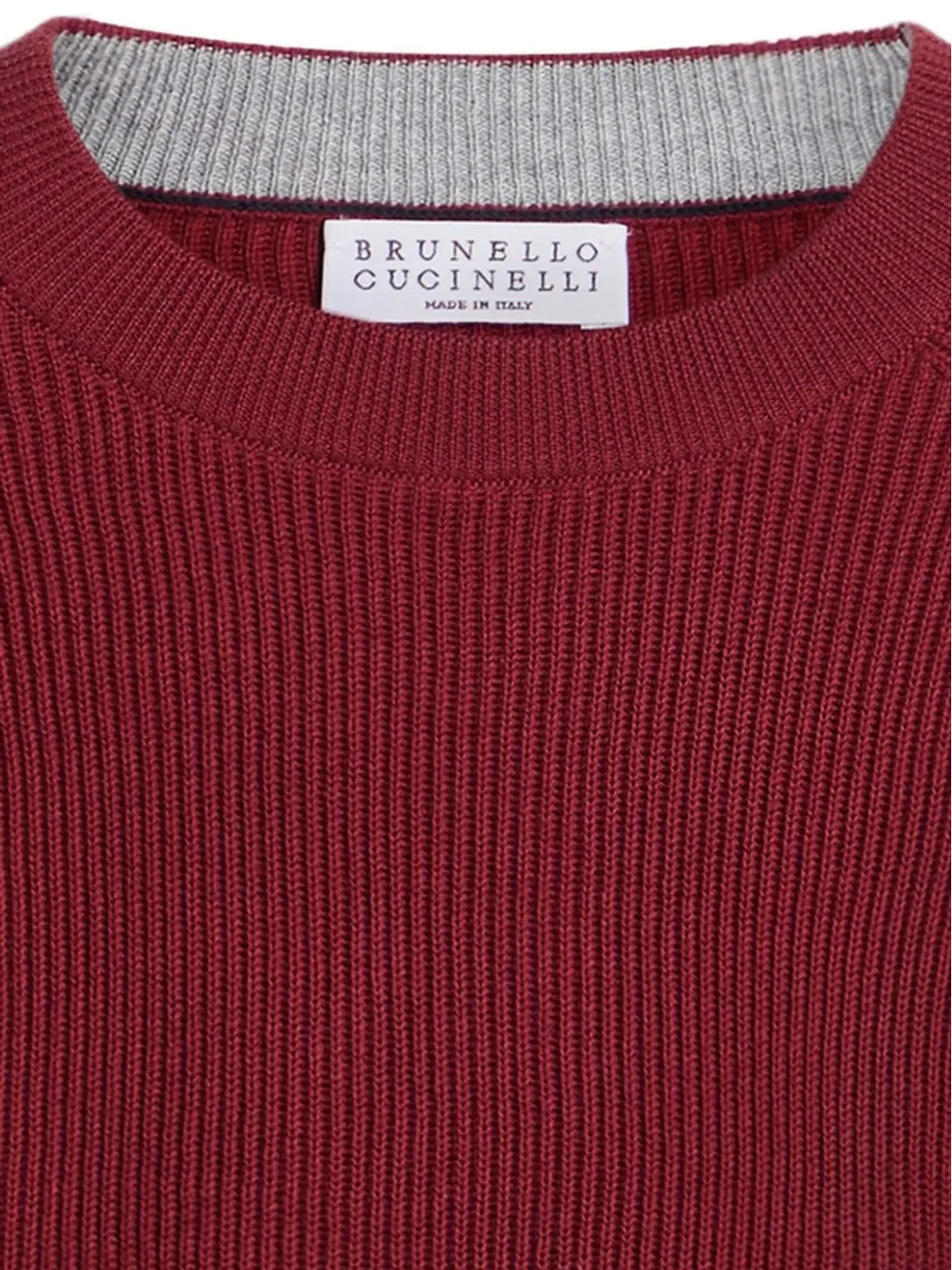Brunello Cucinelli Kids リブ編みセーター（レッド） - 画像4