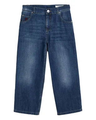 Brunello Cucinelli Kids ロゴパッチデニムジーンズ - サムネイル1