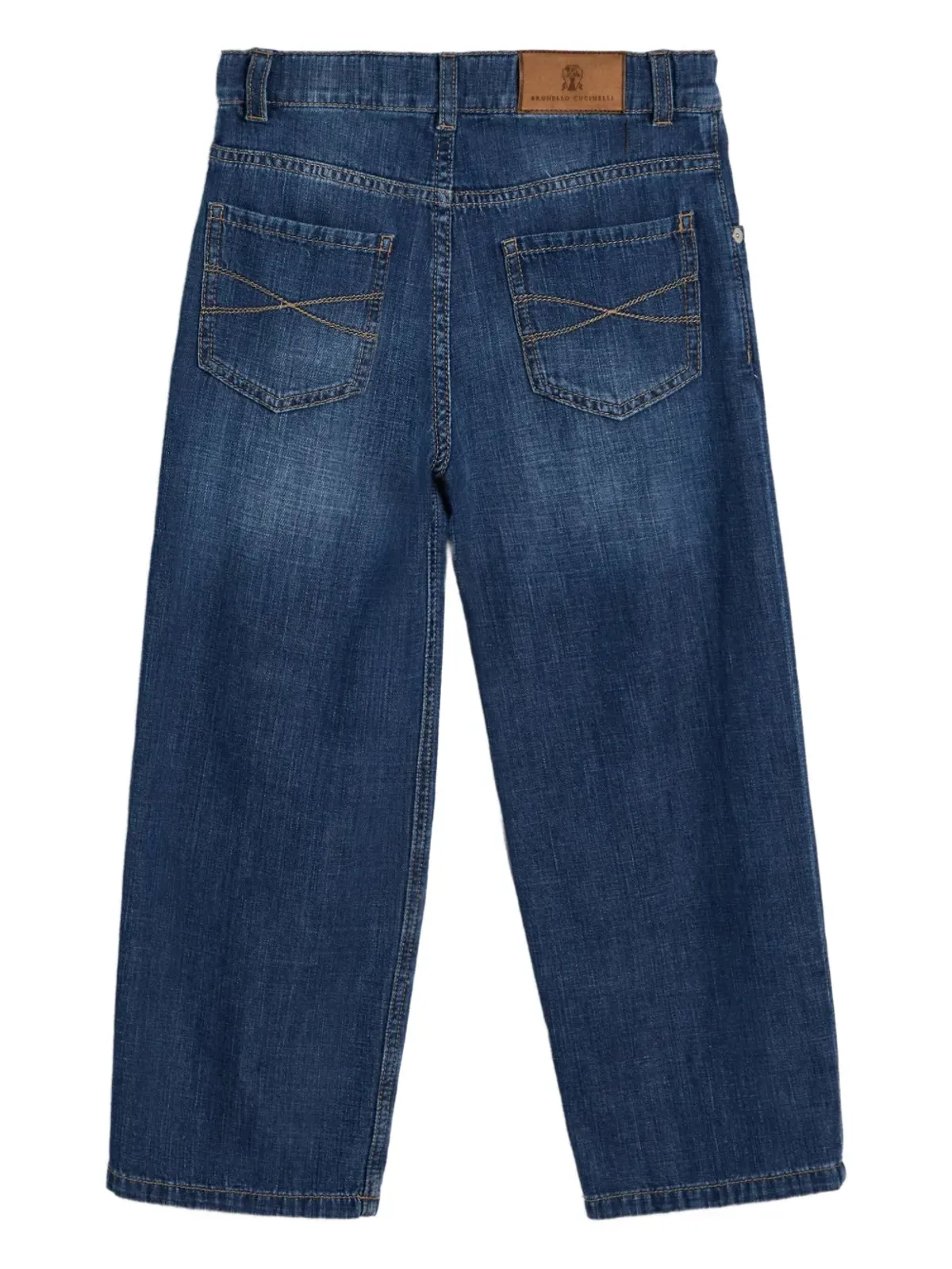 Brunello Cucinelli Kids ロゴパッチデニムジーンズ - 画像2