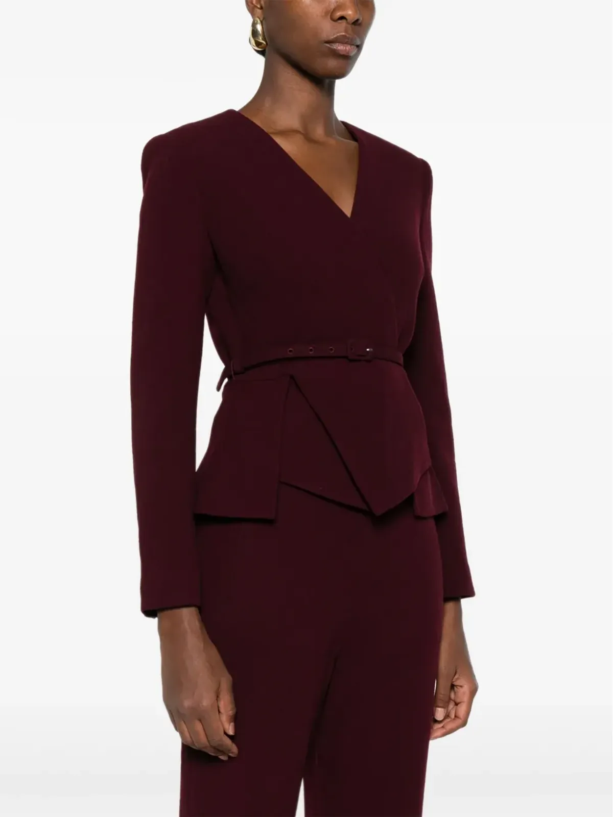 Roland Mouret ベルト付きラップジャケット - レッド - 画像3