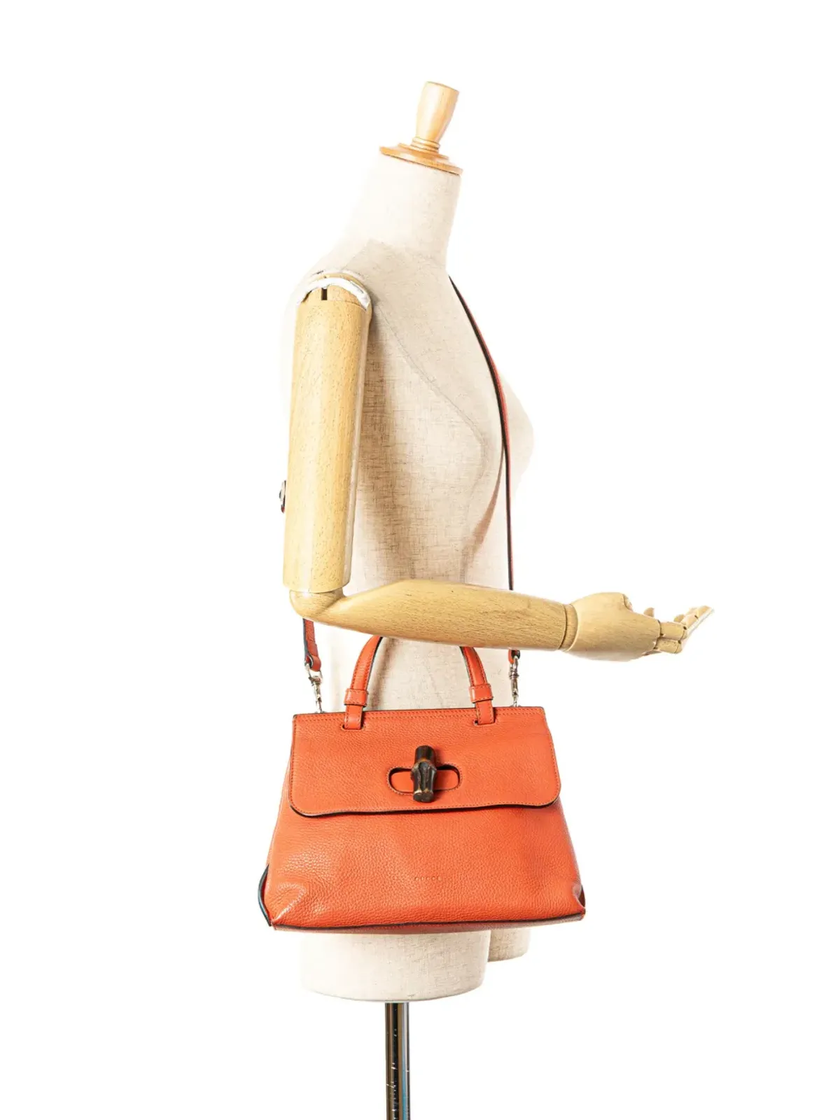 Gucci Pre-Owned 小型レザー バンブー デイリ―サッチェル - オレンジ - 画像2