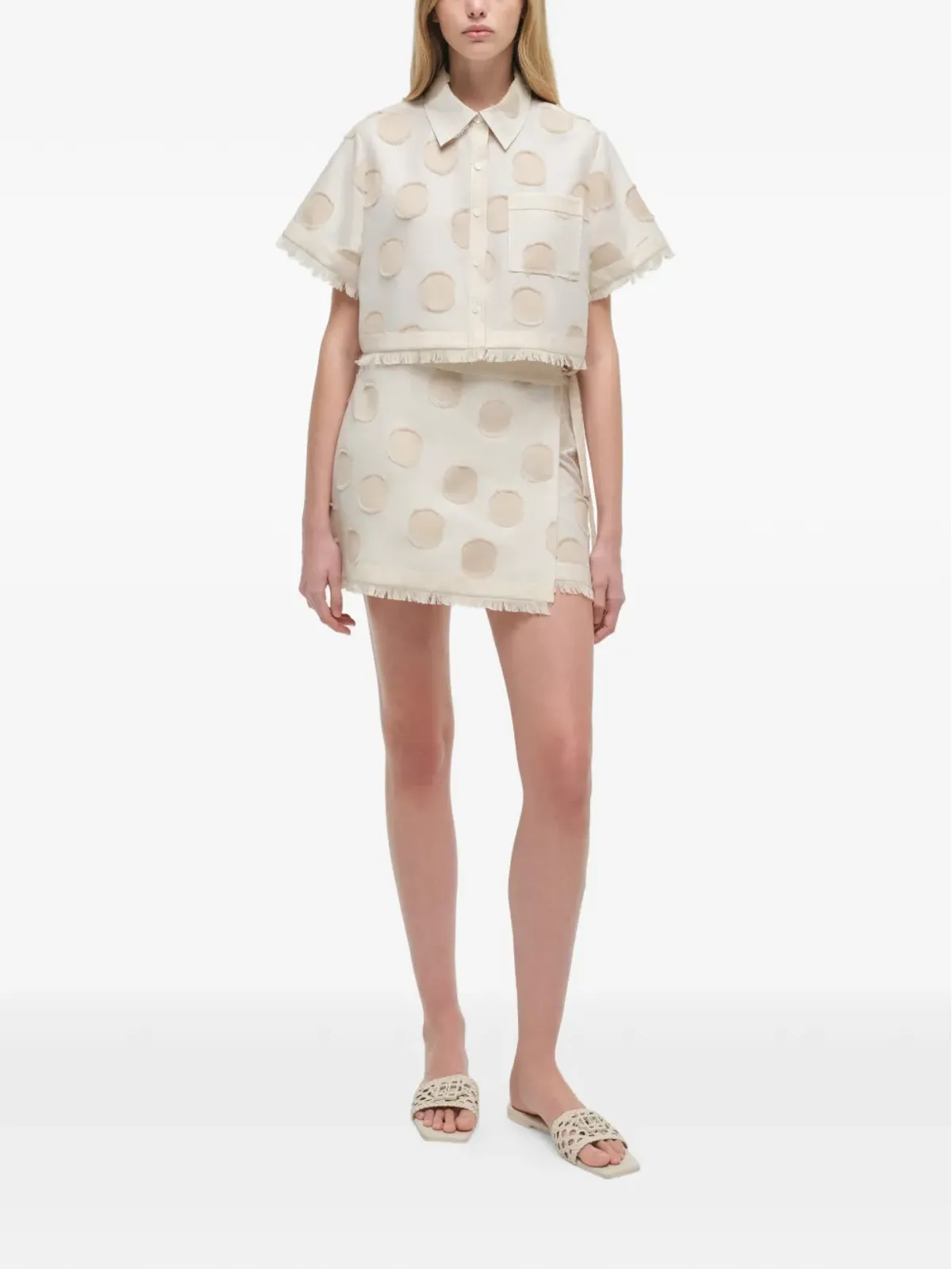 Simkhai Topanga polka-dot frayed shirt - Neutrals - 画像2