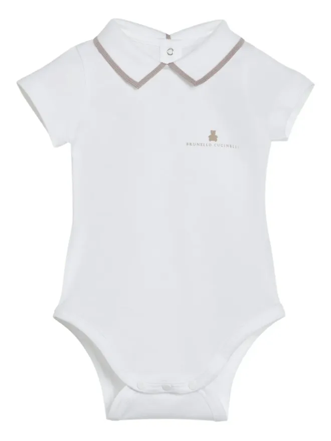 Brunello Cucinelli Kids Brunello Cucinelli Kids Bernie-print ボディスーツ（2枚組） - Whiteの商品画像
