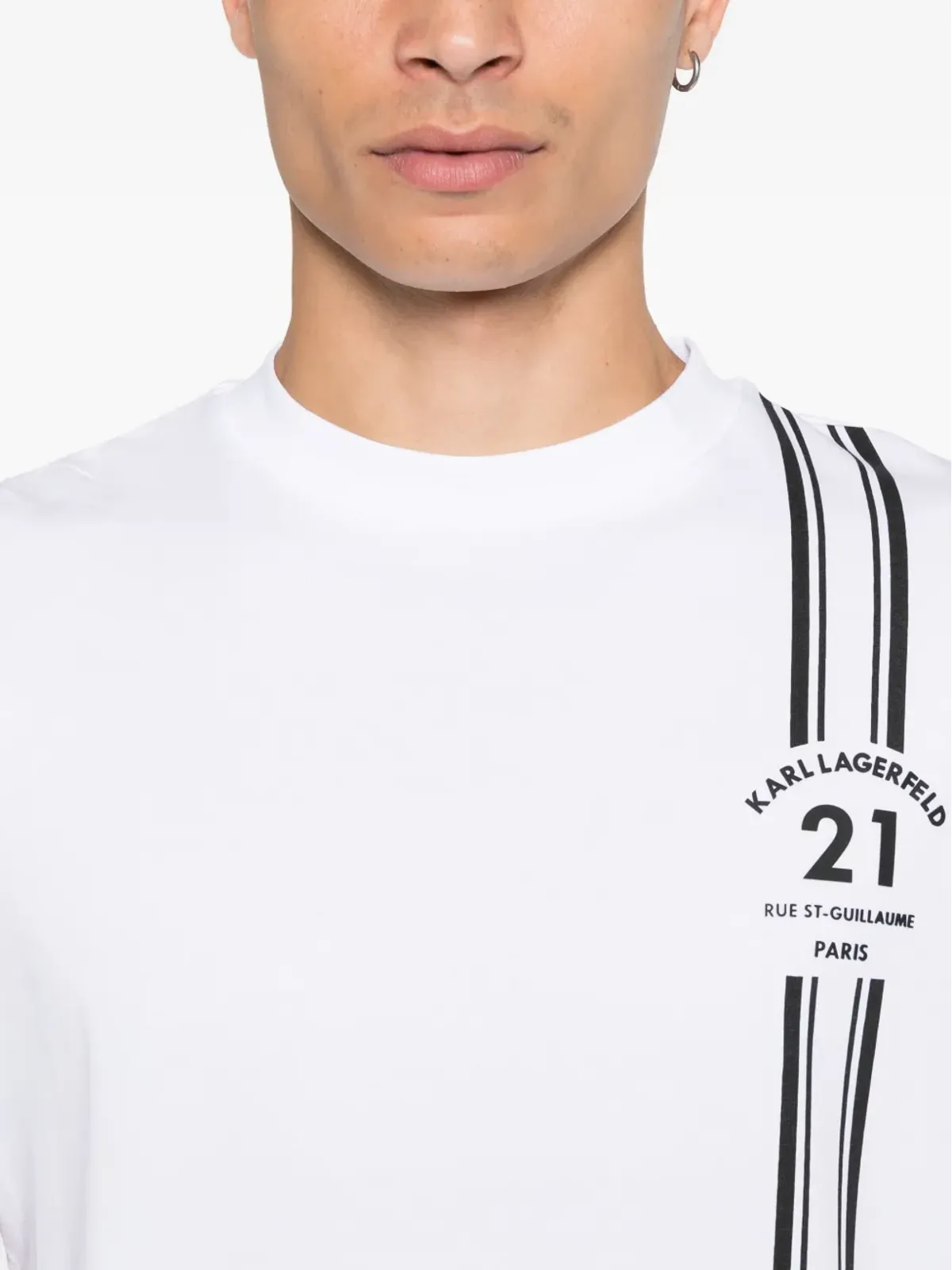 Karl Lagerfeld ストライプディテールTシャツ - 画像4