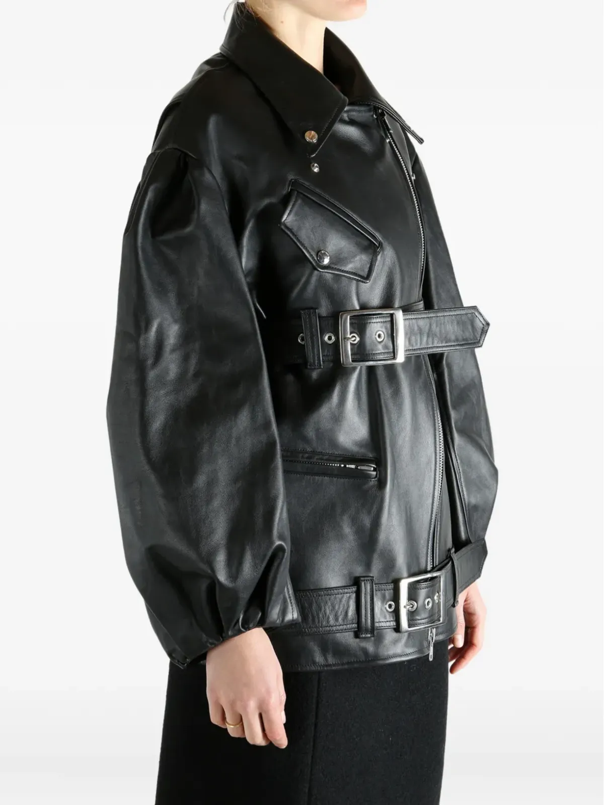 Simone Rocha ベルト付きレザージャケット - 画像3