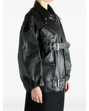 Simone Rocha ベルト付きレザージャケット - サムネイル3