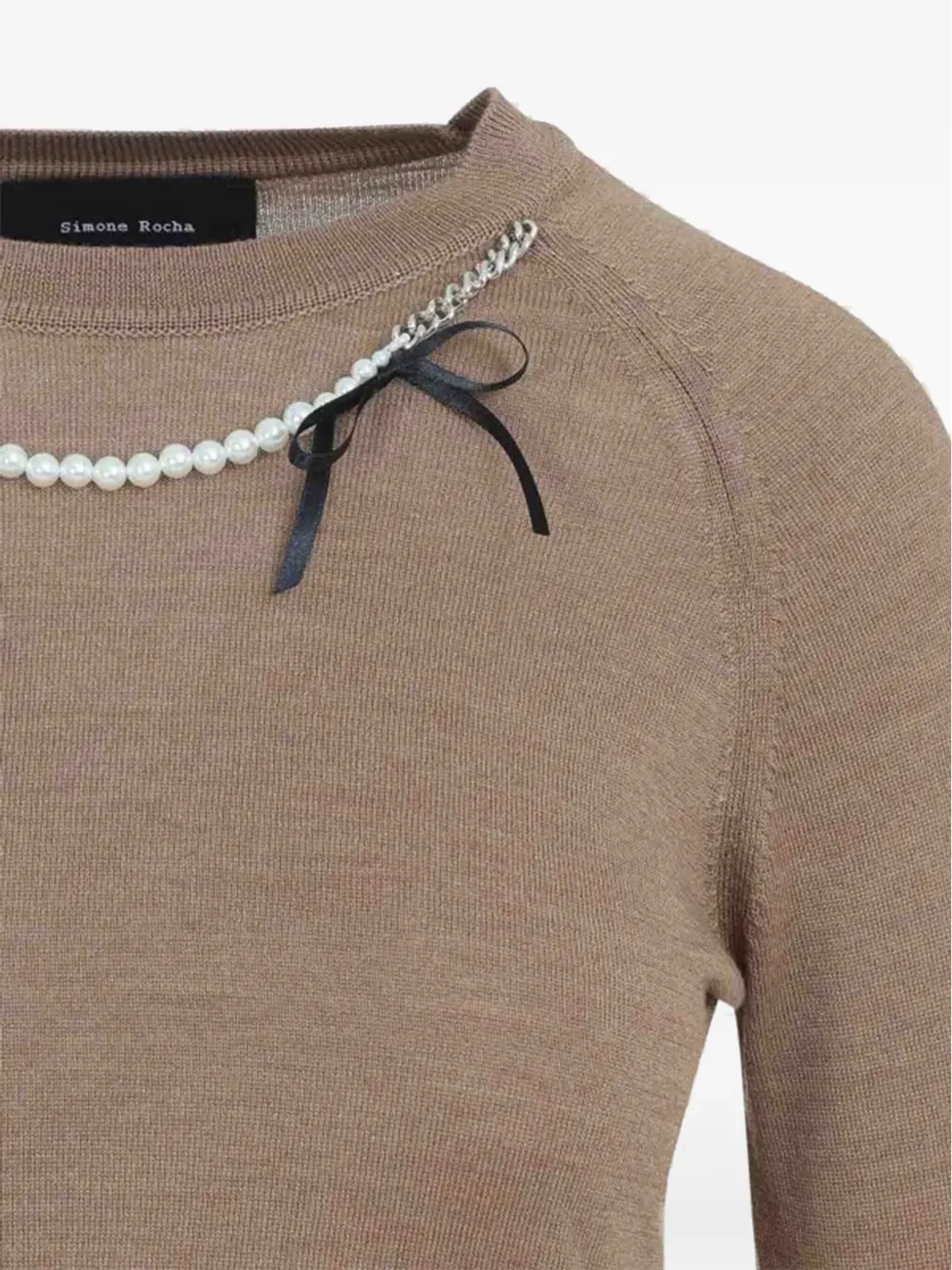 Simone Rocha パールチェーンボウ セーター - 画像3