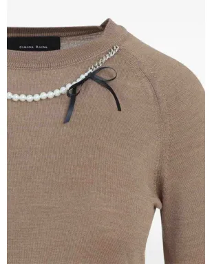 Simone Rocha パールチェーンボウ セーター - サムネイル3