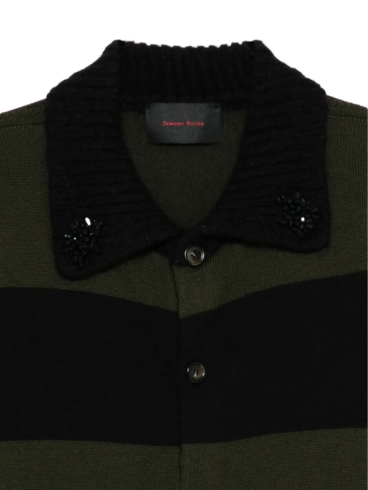 Simone Rocha ストライプ柄カーディガン ブラック - 画像3