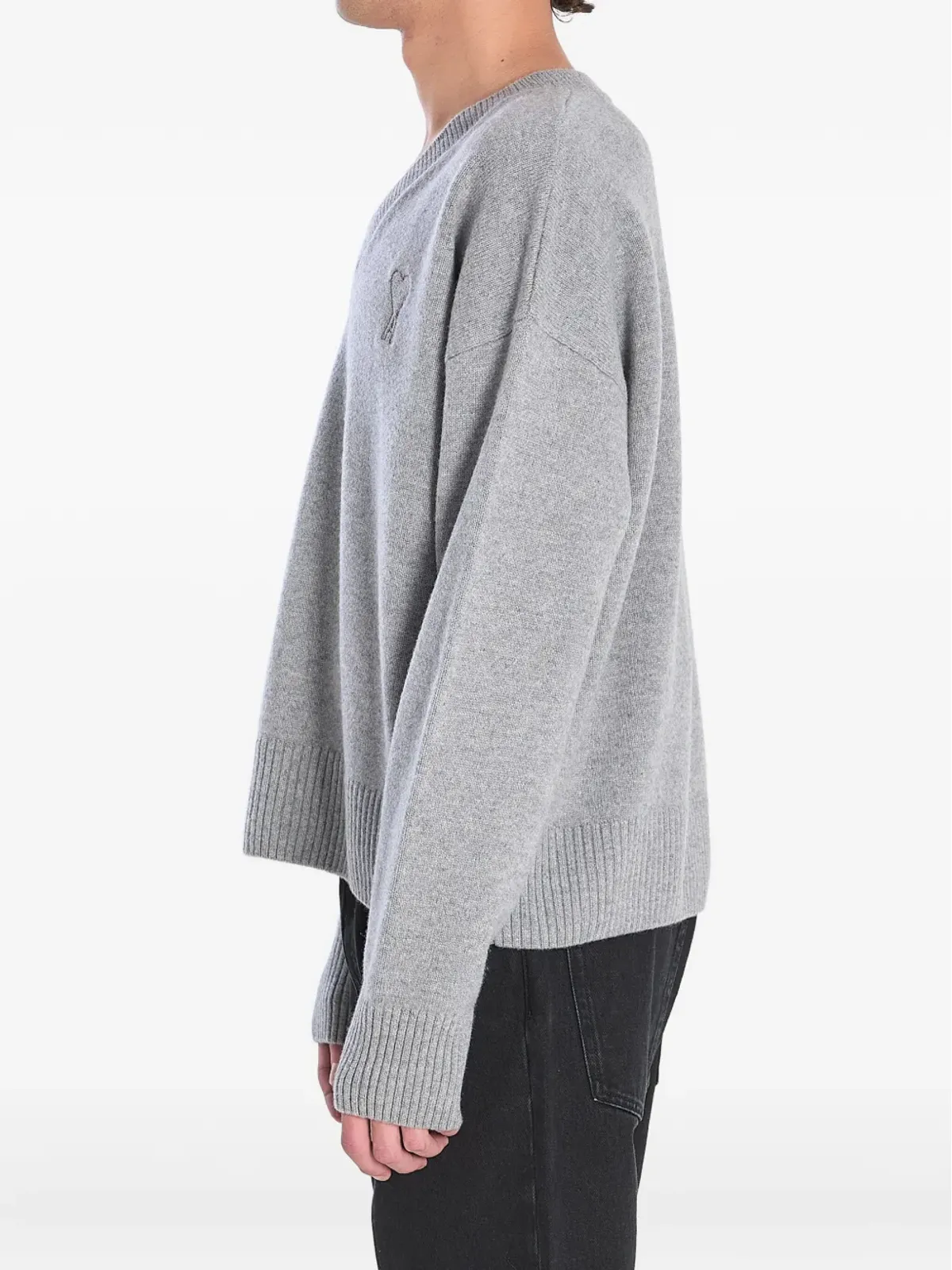 AMI Paris Vネックリブニットセーター - 画像3