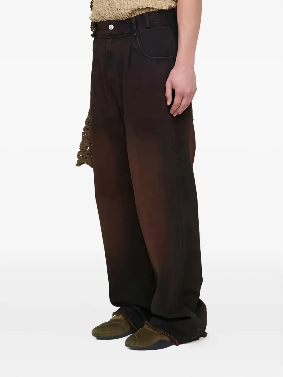 Song For The Mute Les Olympiades pleated jeans - Brown - 画像3