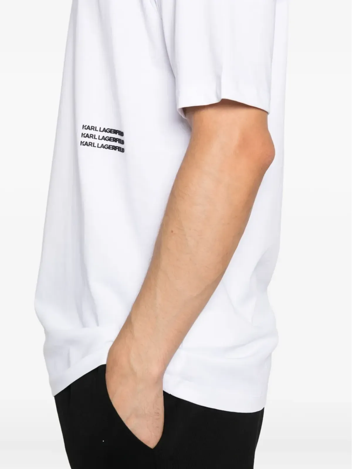 Karl Lagerfeld ロゴプレート コットン Tシャツ ホワイト - 画像4