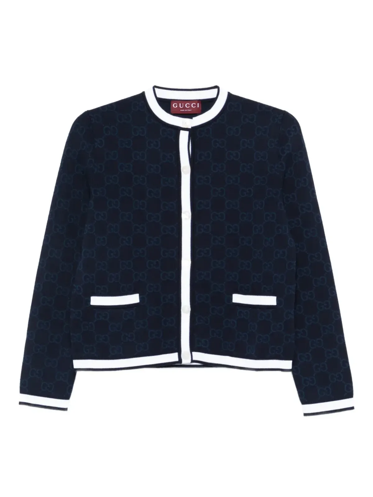Gucci グッチ GG-pattern ボタン付きカーディガン - ブルー - 画像1
