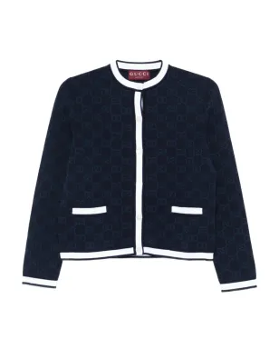 Gucci グッチ GG-pattern ボタン付きカーディガン - ブルー - サムネイル1