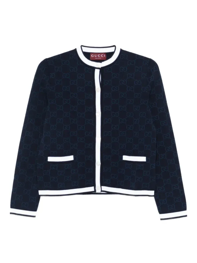 Gucci Gucci グッチ GG-pattern ボタン付きカーディガン - ブルーの商品画像