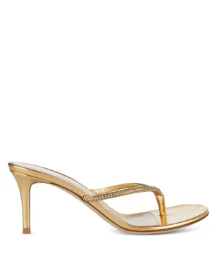 Gianvito Rossi クリスタル装飾トングサンダル - ゴールド - サムネイル1