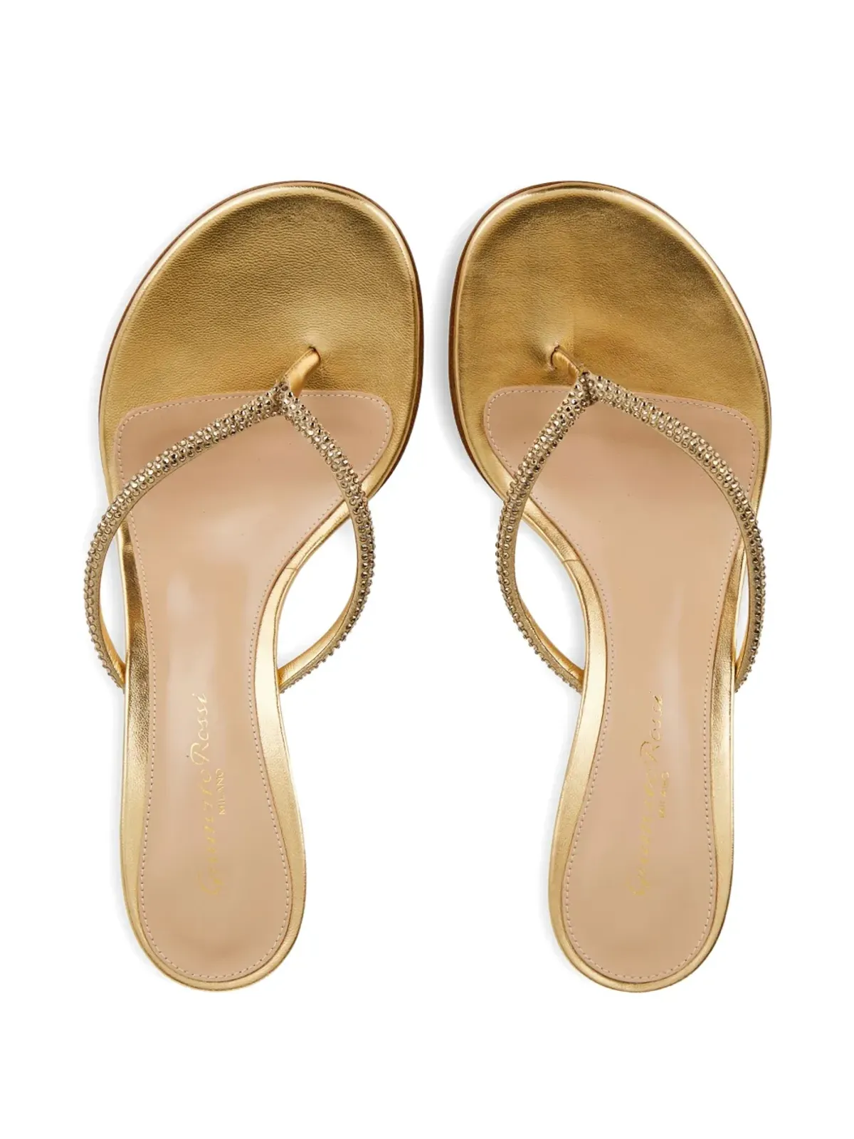 Gianvito Rossi クリスタル装飾トングサンダル - ゴールド - 画像3
