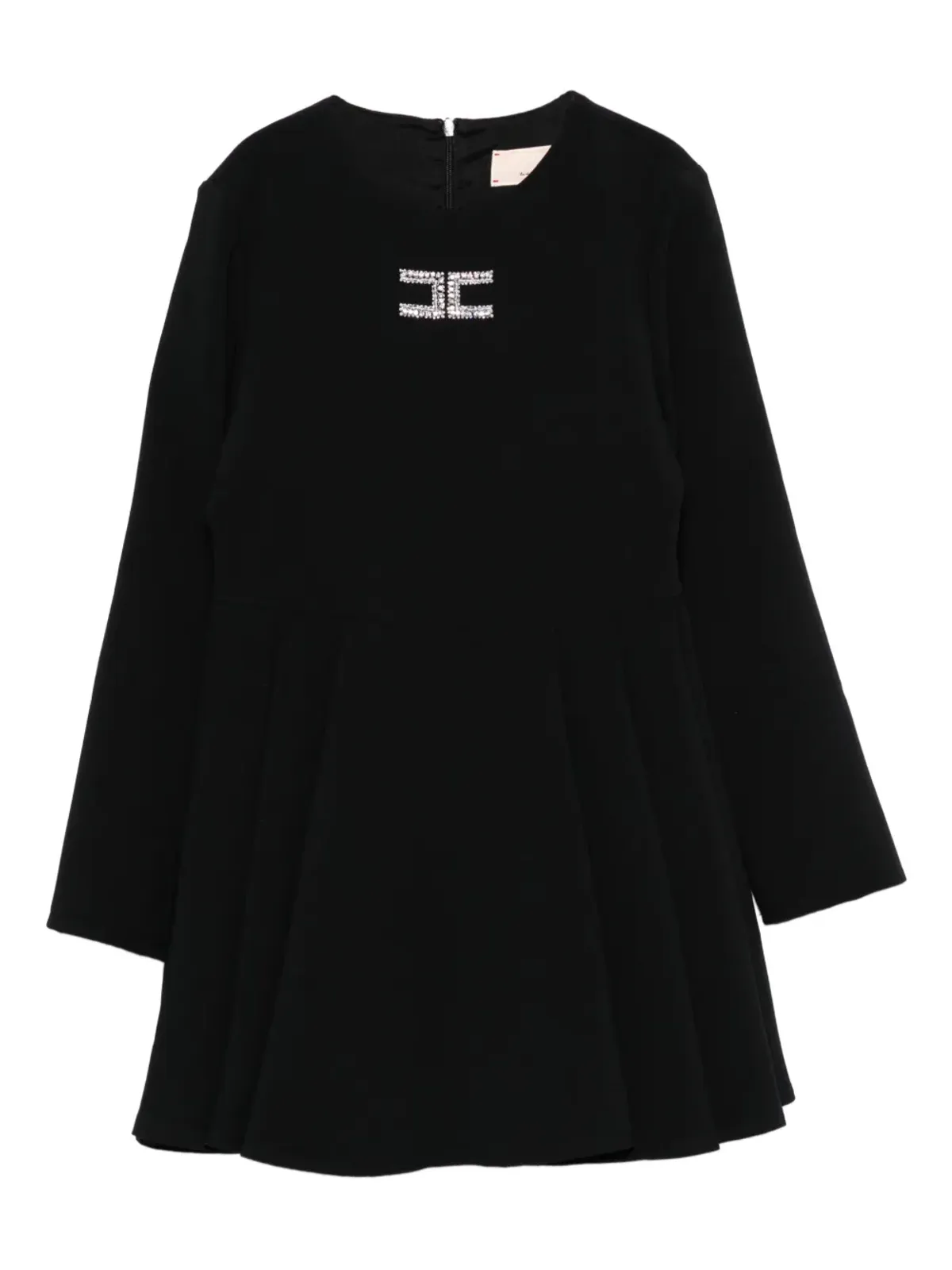 Elisabetta Franchi La Mia Bambina ビジュー付きロゴ入り ロングスリーブ ドレス ブラック - 画像1