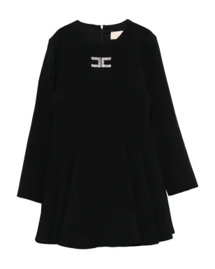 Elisabetta Franchi La Mia Bambina ビジュー付きロゴ入り ロングスリーブ ドレス ブラック - サムネイル1