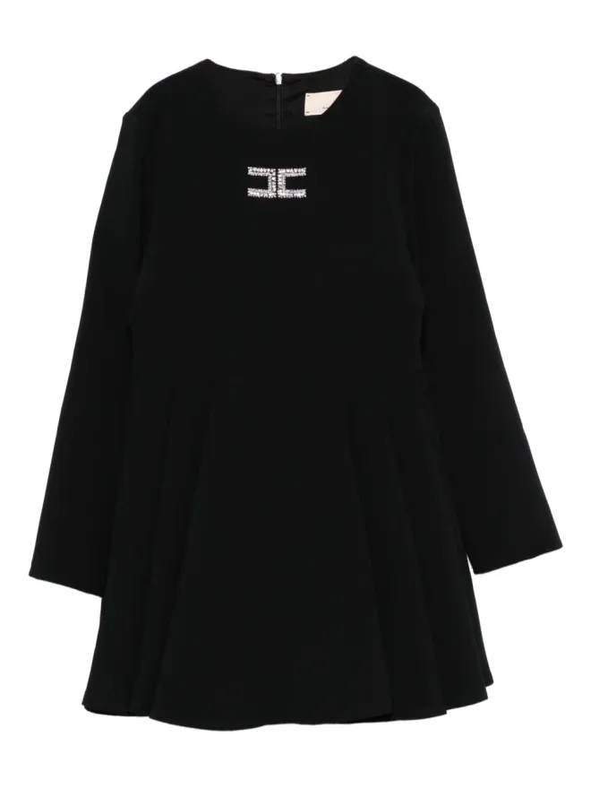 Elisabetta Franchi La Mia Bambina Elisabetta Franchi La Mia Bambina ビジュー付きロゴ入り ロングスリーブ ドレス ブラックの商品画像