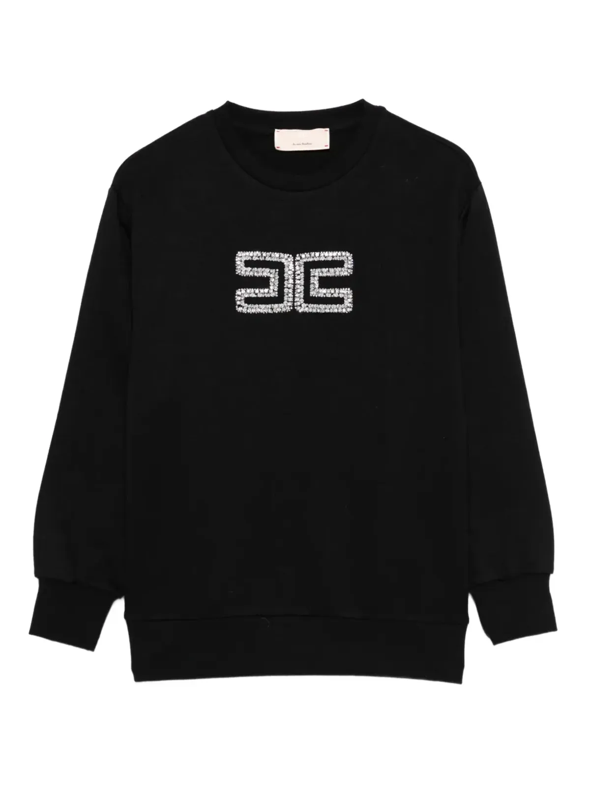 Elisabetta Franchi La Mia Bambina クリスタル装飾ロゴ入りスウェットシャツ - ブラック - 画像1