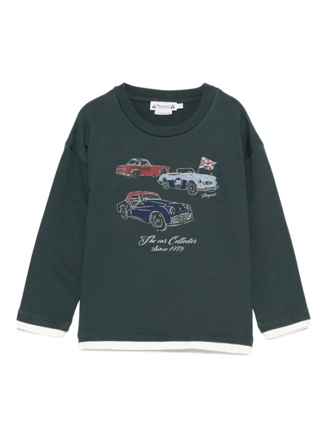 Bonpoint Bonpoint カー・プリント コットン スウェットシャツ（グリーン）の商品画像