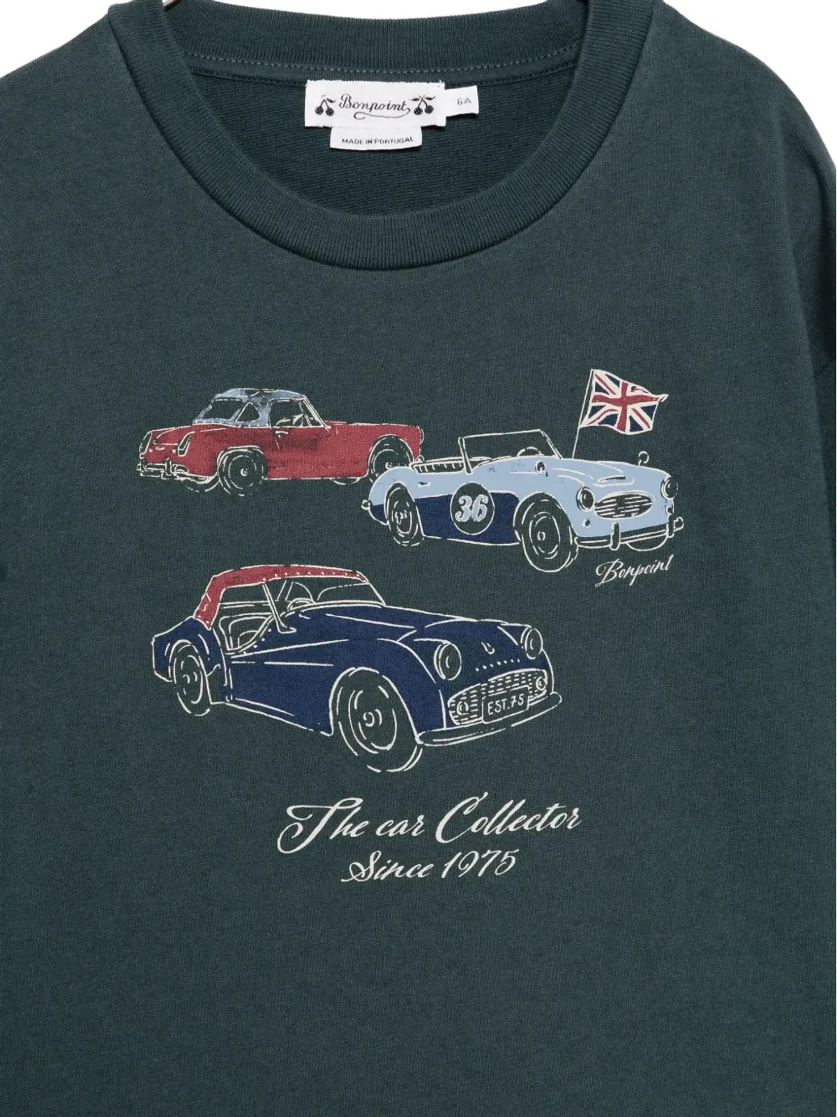 Bonpoint カー・プリント コットン スウェットシャツ（グリーン） - 画像3