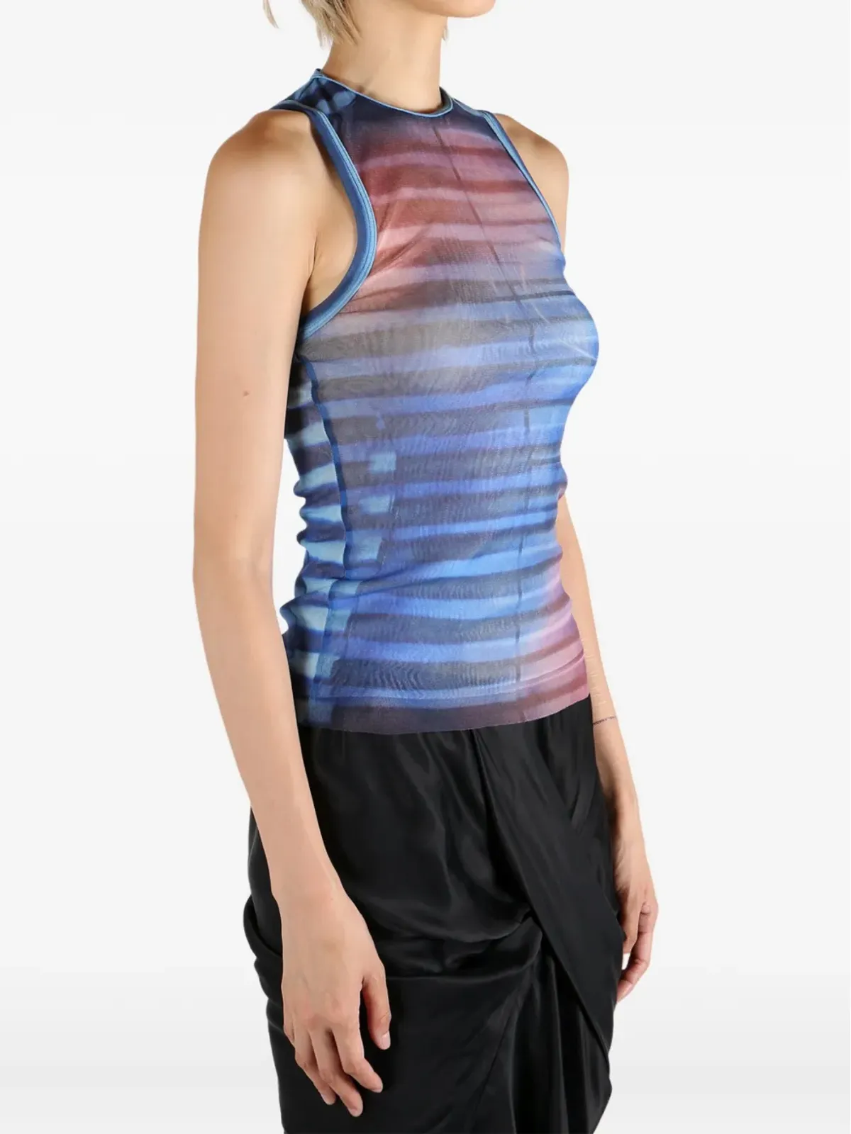 Jean Paul Gaultier ストライプ柄メッシュトップ - 画像3