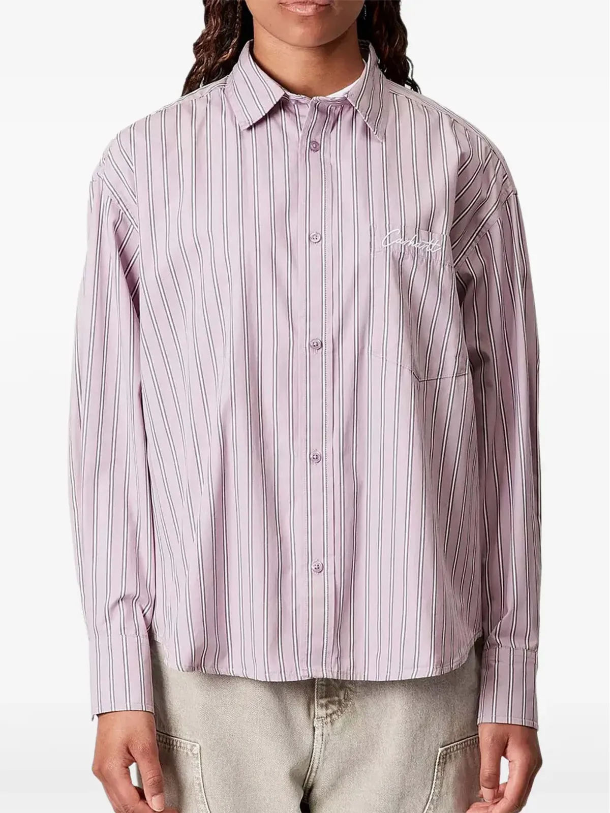 Carhartt WIP Grimsby striped embroidered shirt - Pink - 画像2