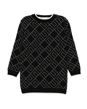 Elisabetta Franchi La Mia Bambina マキシ丈ジオメトリック柄ドレスセーター - サムネイル1