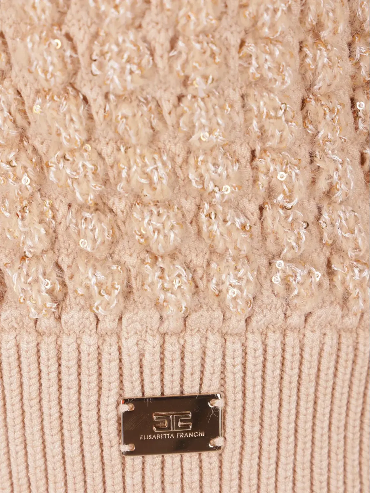 Elisabetta Franchi スパンコール付きケーブルニットセーター - 画像4