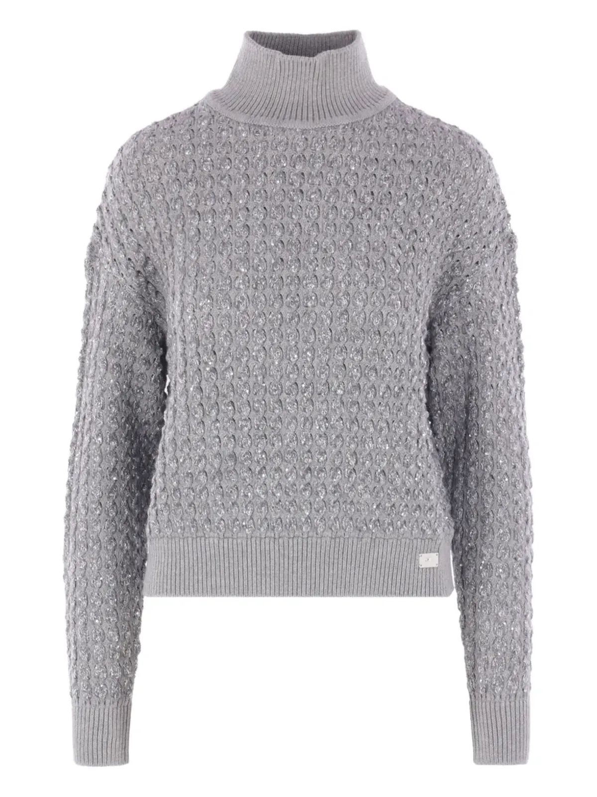 Elisabetta Franchi グレーのスパンコール装飾ハイネックセーター - 画像1