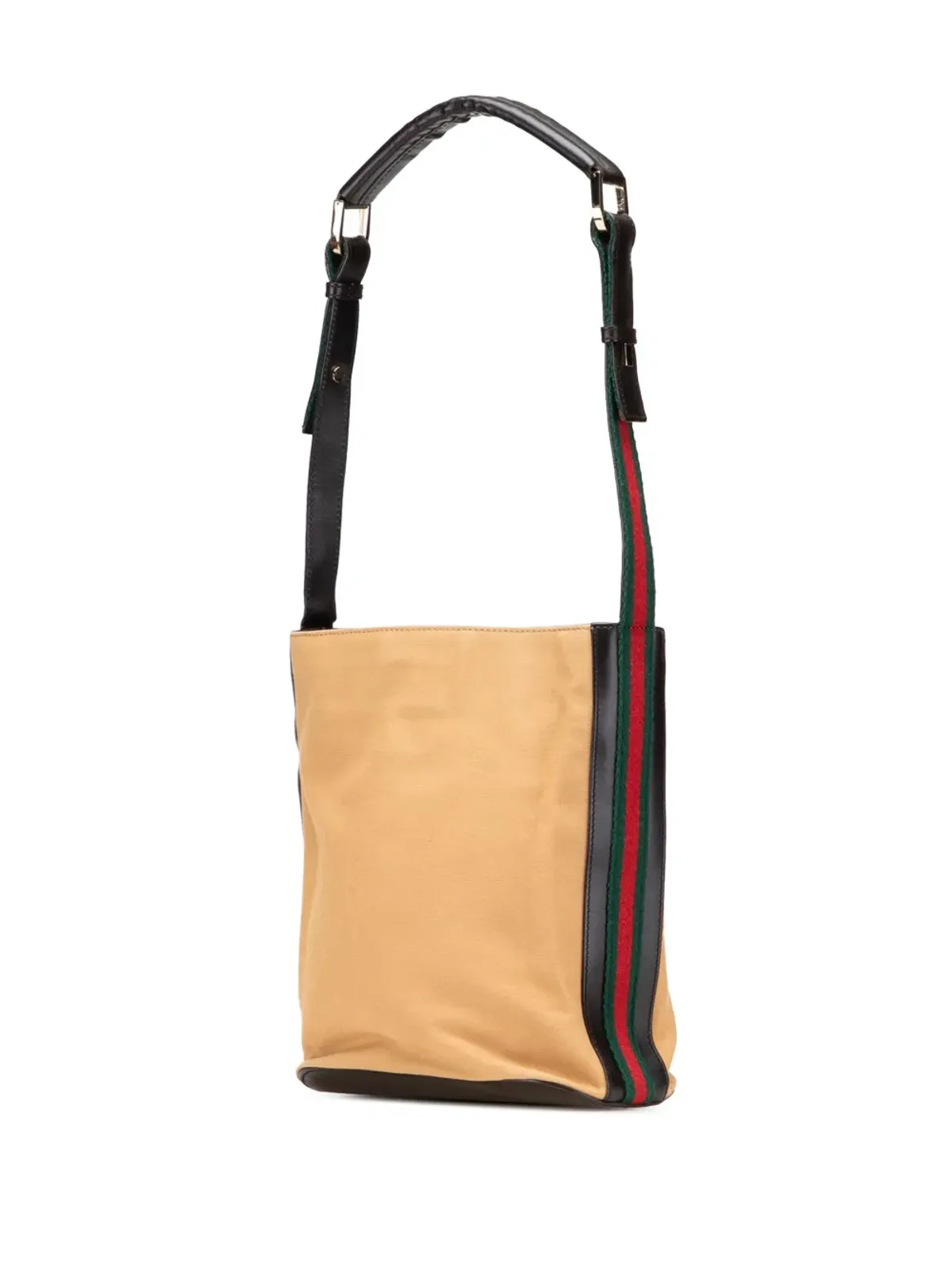 Gucci Pre-Owned キャンバス×ウェブ ショルダーバッグ ブラウン - 画像3