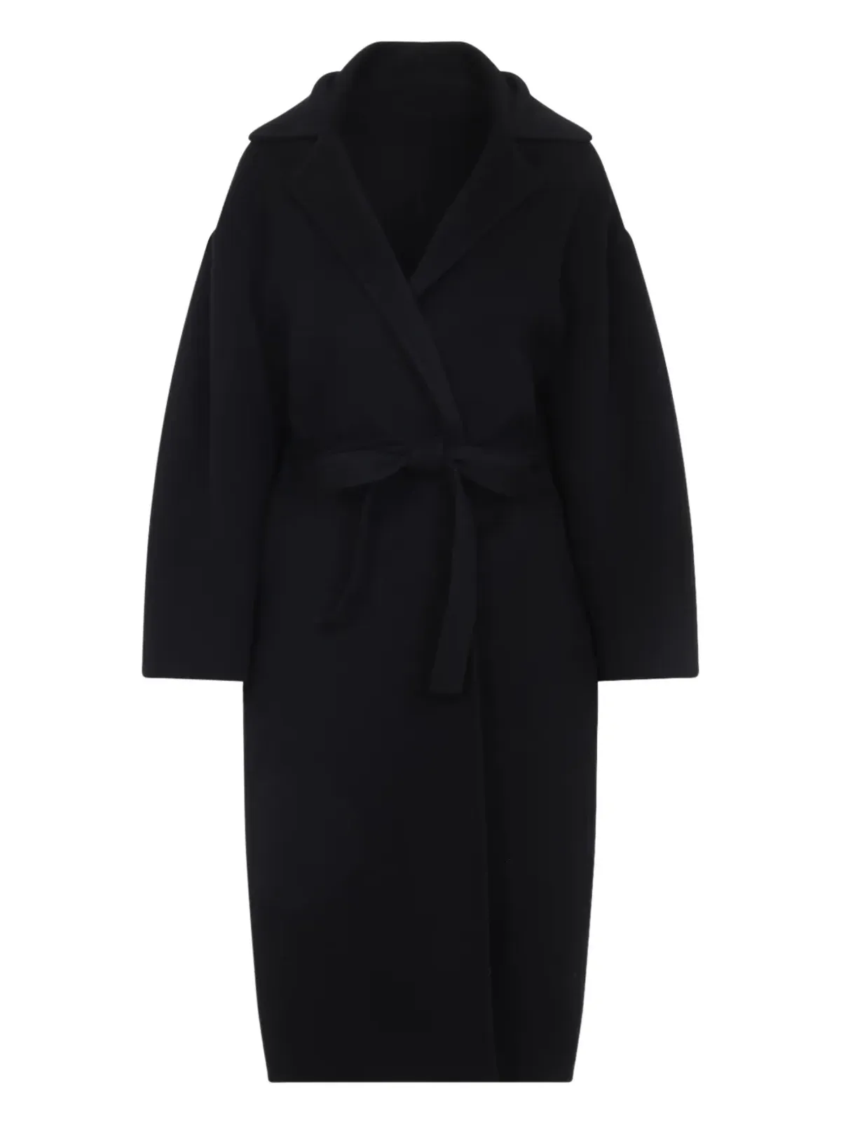 Alberta Ferretti ベルト付きウールコート - ブラック - 画像3