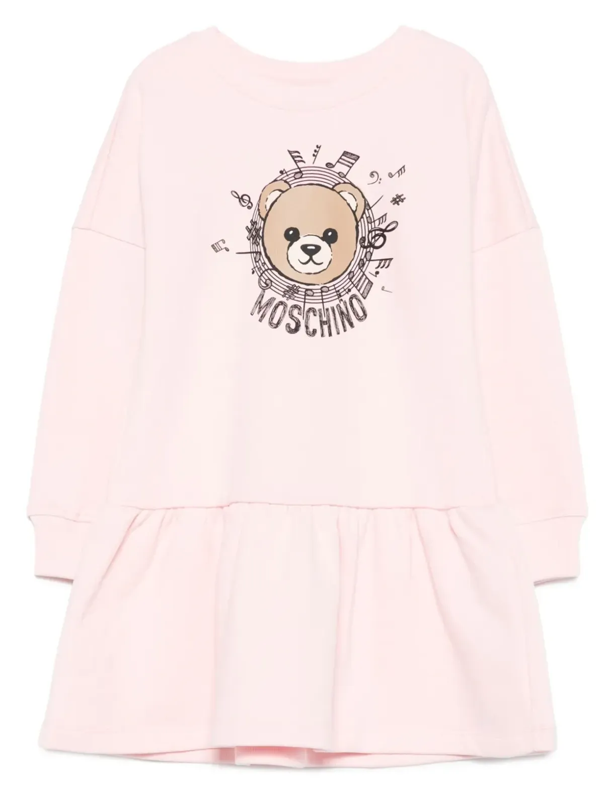 Moschino Kids ピンクのテディベア柄フリルドレス - 画像1