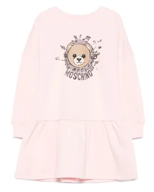 Moschino Kids ピンクのテディベア柄フリルドレス - サムネイル1