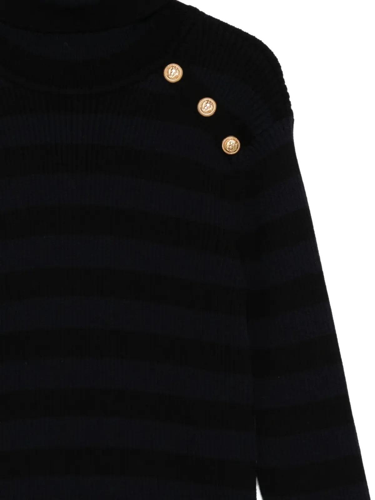 Balmain Kids striped ribbed turtleneck sweater - Black - 画像3