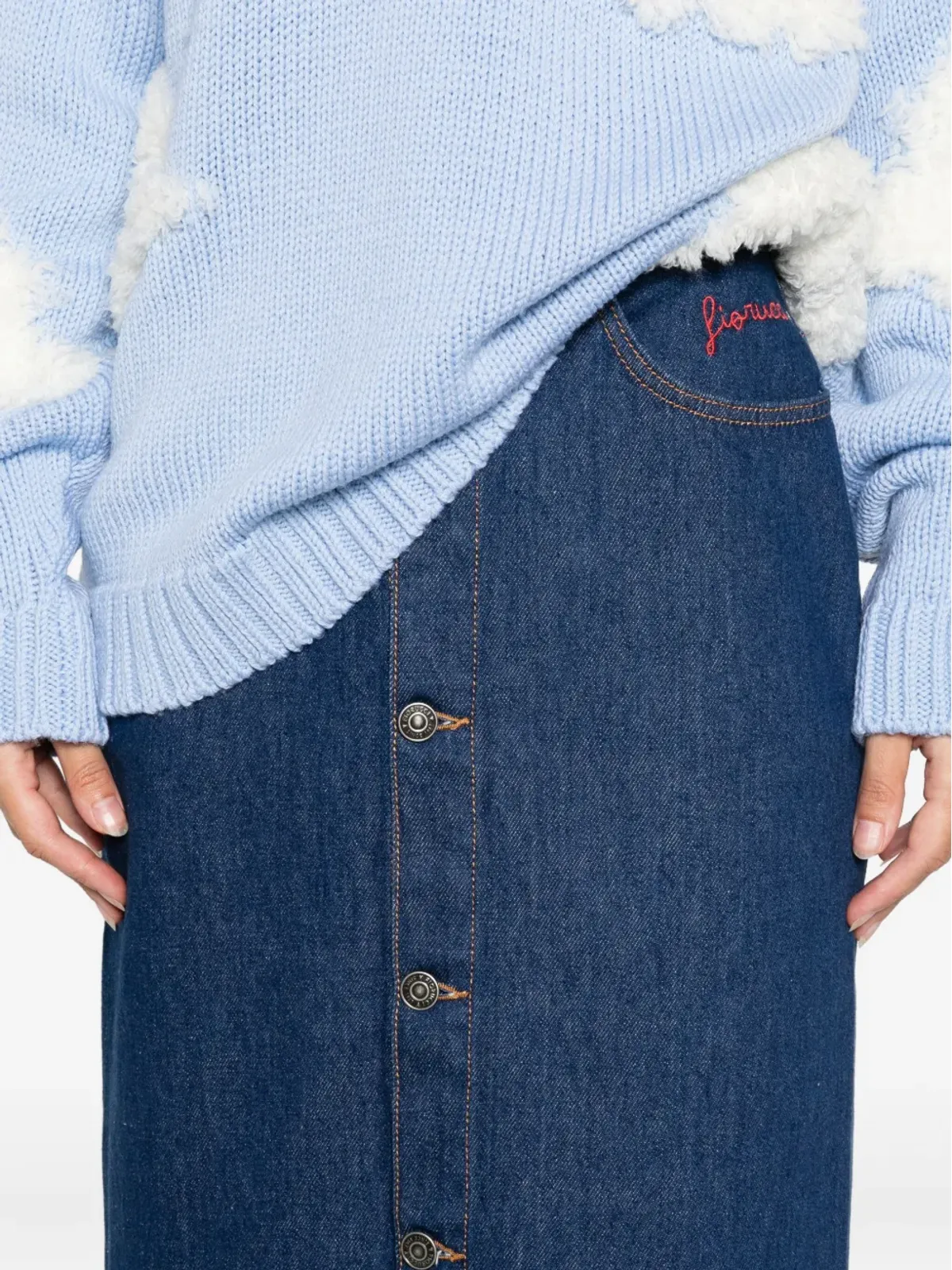 Fiorucci ボタンフロントデニムスカート - 画像5