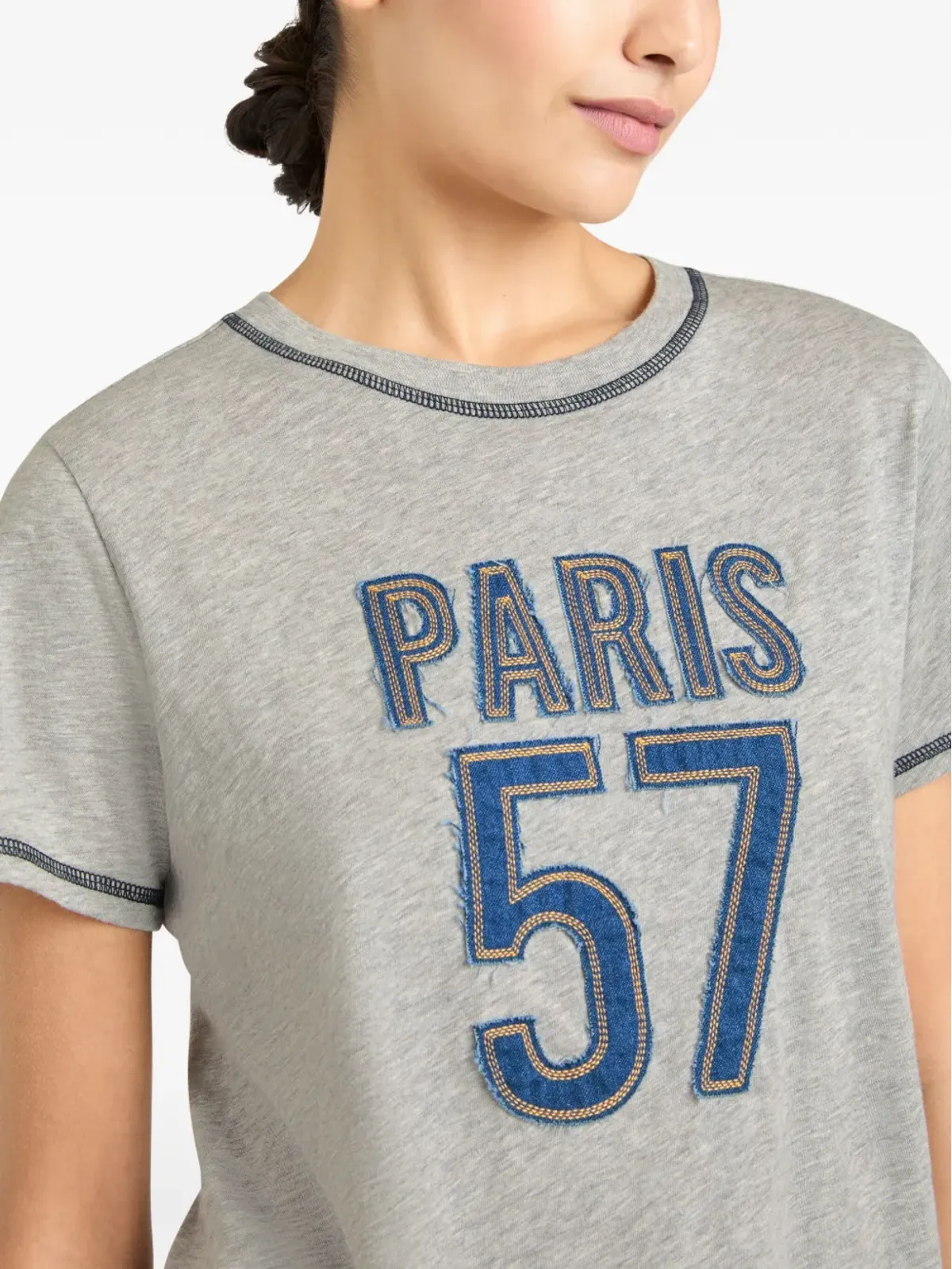 Cinq A Sept デニムアップリケTシャツ - 画像5