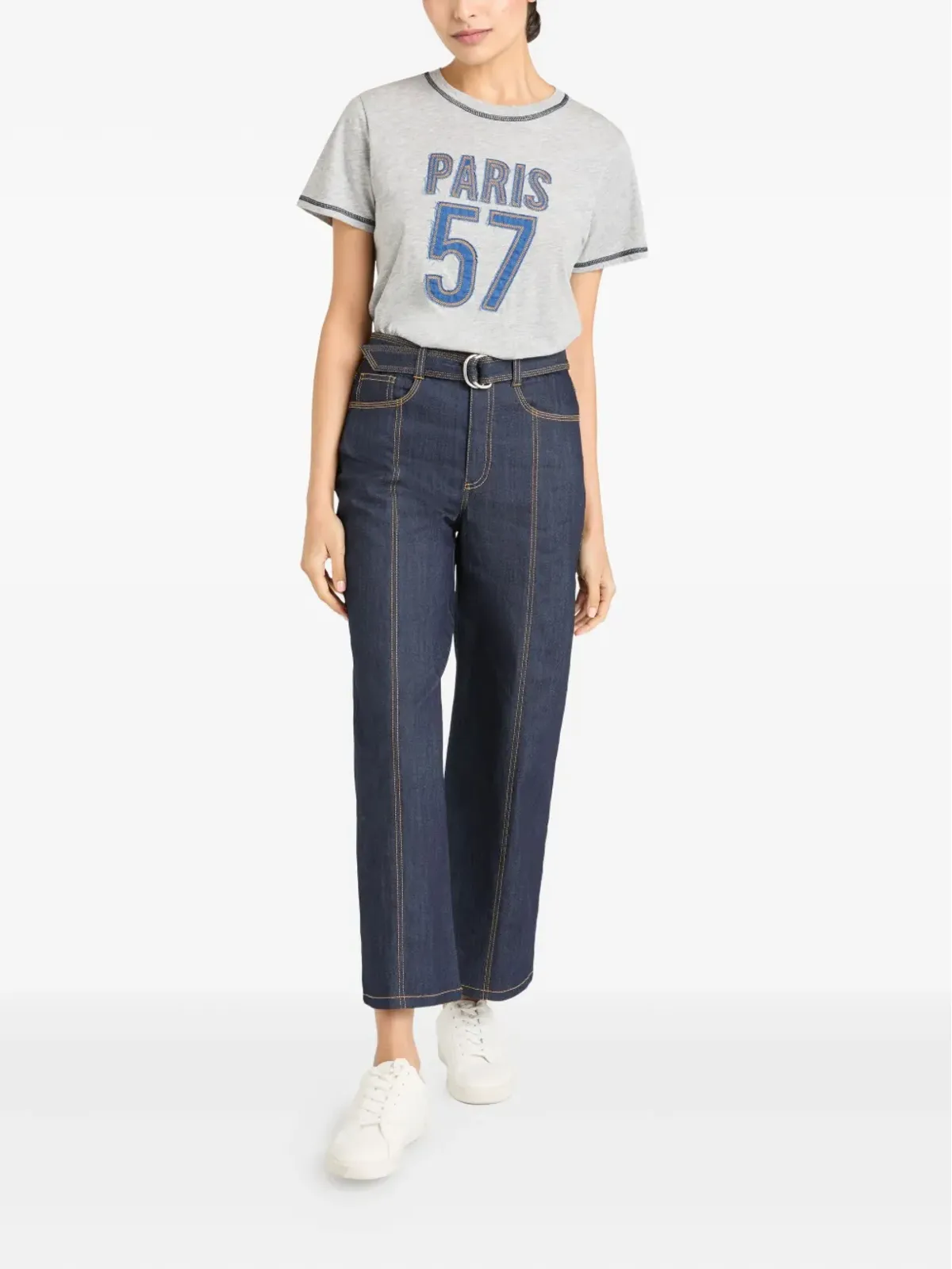 Cinq A Sept デニムアップリケTシャツ - 画像2